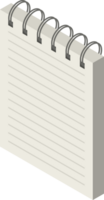 Isometric notebook with lined paper png