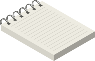 Isometric notebook with lined paper png