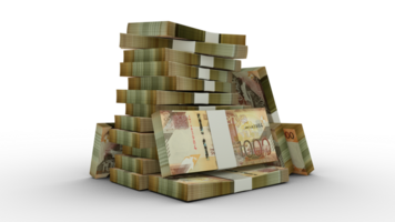 3d rendering of Stacks of 1000 Kenyan shilling notes. bundles of Kenyan currency notes isolated on transparent background png