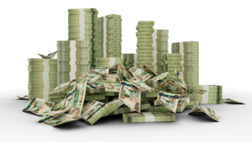 Big stacks of united Arab Emirates dirham notes. A lot of money isolated on transparent background. 3d rendering of bundles of cash png