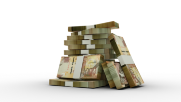 3d rendering of Stacks of 1000 Kenyan shilling notes. bundles of Kenyan currency notes isolated on transparent background png