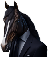 portrait de humanoïde anthropomorphe cheval portant homme d'affaire costume isolé transparent génératif ai png