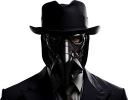 Portrait of a Man Wearing Modernized Doctor Plague Mask and Businessman Suit Isolated Transparent  Generative AI png