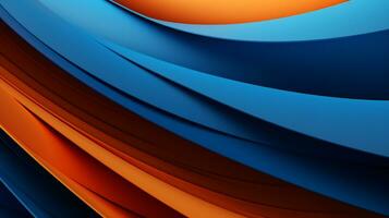3D wallpaper of geometrical orange and blue photo