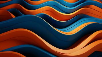 3D wallpaper of geometrical orange and blue photo