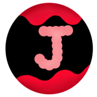 maiúscula dentro uma vermelho preto círculo, alfabeto j png