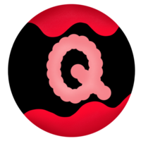 Uppercase in a red-black circle,Alphabet Q png