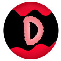 Uppercase in a red-black circle,Alphabet D png