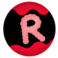 Uppercase in a red-black circle,Alphabet R png