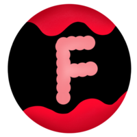 Uppercase in a red-black circle,Alphabet F png