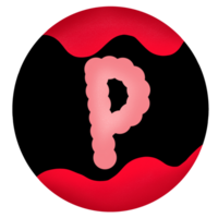 Uppercase in a red-black circle,Alphabet P png