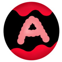 Uppercase in a red-black circle,Alphabet A png