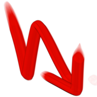 Red arrow icon . The red arrow indicated the direction symbol. curved arrow sign. 3D style. png