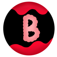 Uppercase in a red-black circle,Alphabet B png