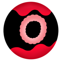 versal i en röd svart cirkel, alfabet o png