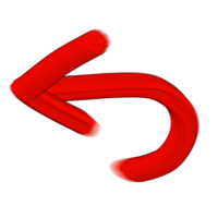 Red arrow icon . The red arrow indicated the direction symbol. curved arrow sign. 3D style. png