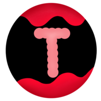 Uppercase in a red-black circle,Alphabet T png