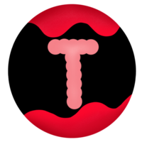 majuscule dans une rouge noir cercle, alphabet t png