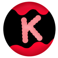 Uppercase in a red-black circle,Alphabet K png
