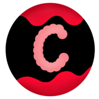 Uppercase in a red-black circle,Alphabet C png