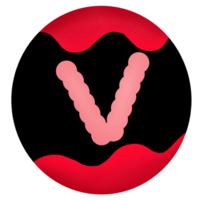 Uppercase in a red-black circle,Alphabet V png