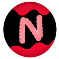 Uppercase in a red-black circle,Alphabet N png