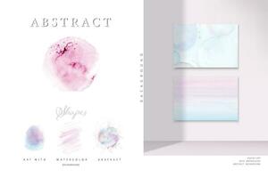 Set of pastel background decorative design of shapes watercolor vector