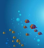 background image of stylized water and air bubbles. Floating aquarium fish. vector