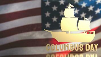 The Gold sailboat on Usa flag Background for Columbus Day concept 3d rendering photo