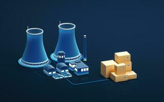 Chimney and boxes with blue background, 3d rendering. photo