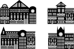 Vector image of black silhouettes of architecture buildings. EPS 10