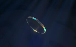 Round glass with light dispersion, 3d rendering. photo