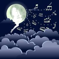 girl soaring in the clouds, who plays magical music vector
