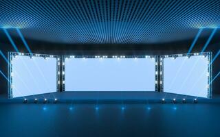 Exposition stage with blank billboard, 3d rendering. photo