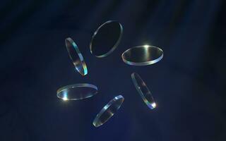 Round glass with light dispersion, 3d rendering. photo