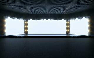 Exposition stage with blank billboard, 3d rendering. photo