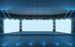 Exposition stage with blank billboard, 3d rendering. photo