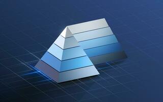 Pyramid graphics and data analysis, 3d rendering. photo