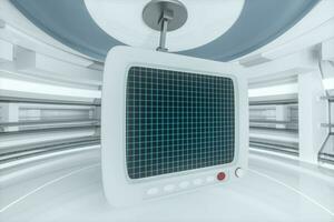 The monitor with white background,digital grid,3d rendering. photo