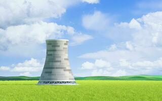 Factory and chimney, environment and resources, 3d rendering. photo