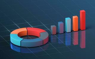 Ring diagram and bar diagram, 3d rendering. photo