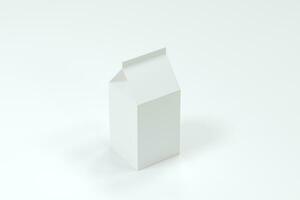 blanco Leche caja con blanco fondo, 3d representación. foto