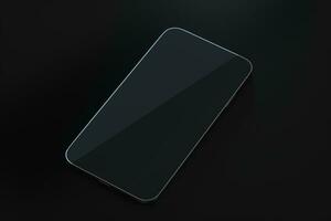 The black mobile phone on the black table, 3d rendering. photo