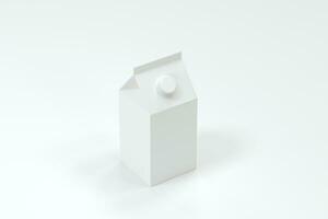 blanco Leche caja con blanco fondo, 3d representación. foto