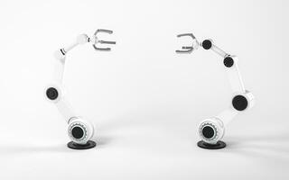 Mechanical arm with white background, 3d rendering. photo