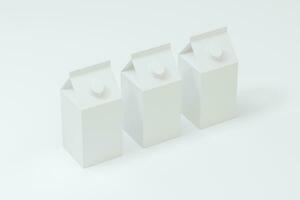 blanco Leche caja con blanco fondo, 3d representación. foto