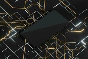 Mobile phone with electronics circuit board, 3d rendering. photo