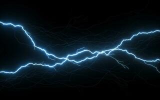 Lightning with black background, 3d rendering. photo