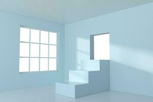 White empty room with staircase inside, 3d rendering. photo