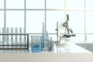 Experimental apparatus with an empty laboratory,white background,3d rendering. photo
